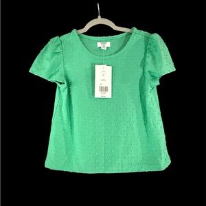 NWTCrown & Ivy Green Swiss Dot Blouse size M